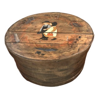 Antique Wooden Cheese Box Folk Art For Sale
