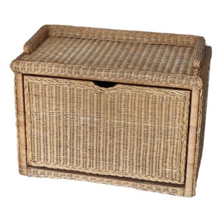 Vintage Rattan Storage Bench For Sale