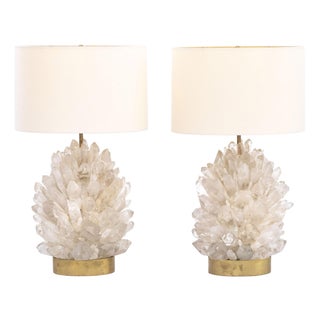 Craig Van Den Brulle Rock Crystal Table Lamps, 2 For Sale