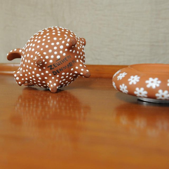 Piggy Bank and Candleholder attributed to Zeuthen Ceramic Workshop, Copenhagen, Denmark, 1960s, Set of 2 For Sale - Image 5 of 13