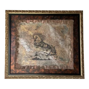 80's K. Macone Mixed Media Collage Wall Art Painting