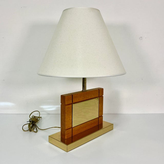 1960s Mid-Century Danish Modern Brass & Oak Table Lamp. For Sale - Image 12 of 13