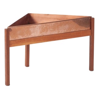 1960s Danish Plant Stand in Teak + Copper For Sale