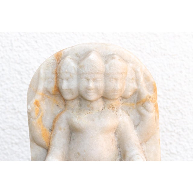 Stone Antique White Marble Indian Deity Sculpture For Sale - Image 7 of 11