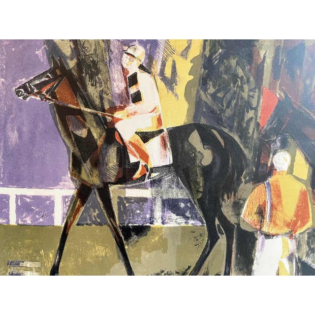 Printmaking Materials Camille Hilaire Signed Mid 20th Century Lithograph of Horses and Riders in a Paddock, Framed For Sale - Image 7 of 8