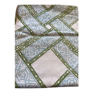 Galbraith & Paul Parquet Fabric in Sea on Logan White Linen - 2 Yards For Sale