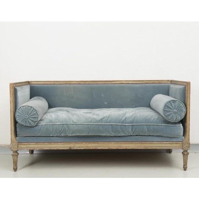 1940s Vintage Louis Xvi Style Pale Blue Velvet Sofa Set 3 Pieces