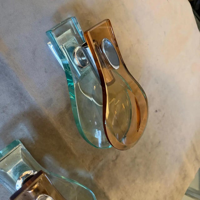 1960s Space Age Brown and Green Heavy Glass Wall Sconces by Veca For Sale - Image 10 of 12