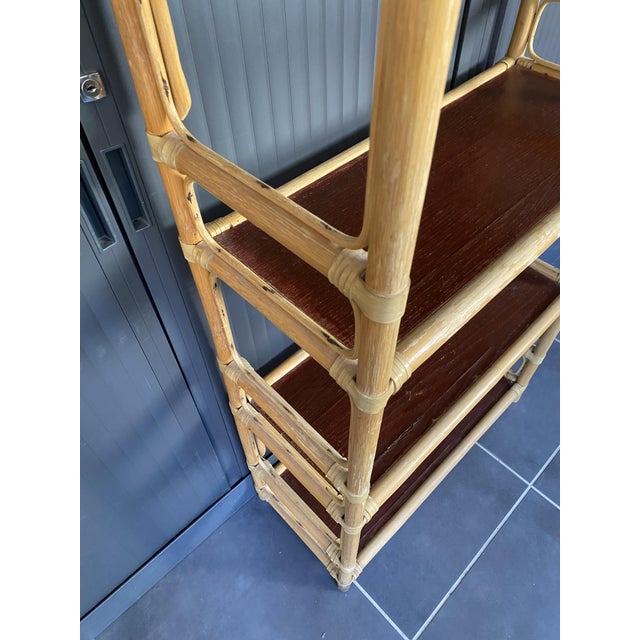 Vintage Leather and Rattan Bookcase, 1970s For Sale - Image 9 of 18