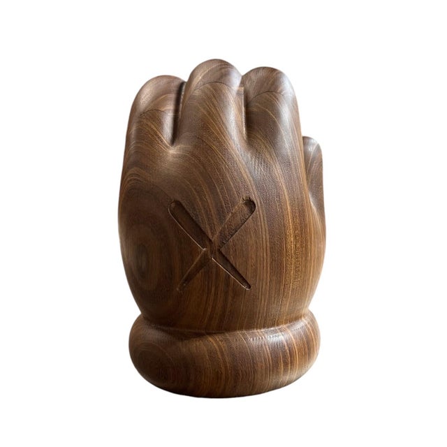 Wood KAWS, Rare Carved Wood Kaws Hand Sculpture More Gallery Switzerland Wooden Toy Art, 2016 For Sale - Image 7 of 10