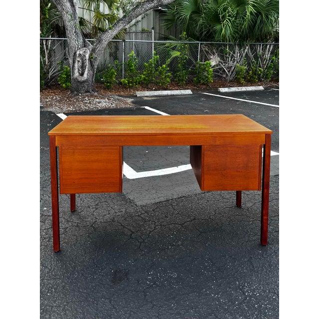 Mid Century Danish Modern Teak Writing Desk | by Domino Møbler For Sale - Image 12 of 18