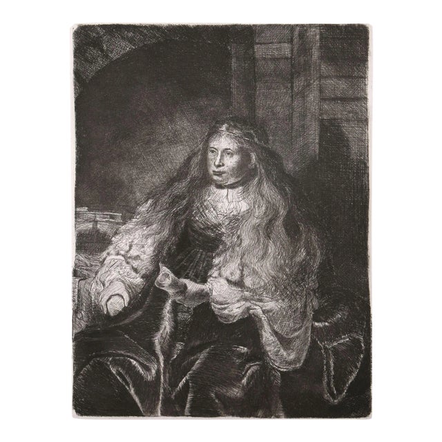 Rembrandt Van Rijn "La Femme De Rembrandt (B340)" Etching For Sale