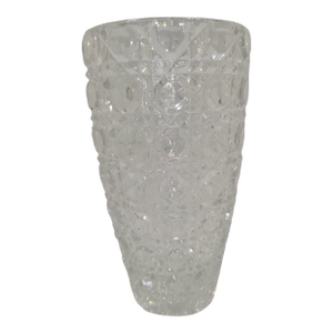1920s American Brilliant Abp Deep Cut Crystal Vase Octagonal Hobnail Cane