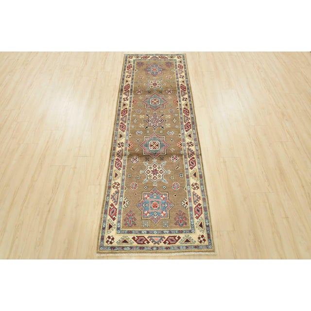 Farmhouse Kazak Runner 2’8” X 7’10” Brown Wool Tribal Hand-Knotted Oriental Rug For Sale - Image 3 of 14