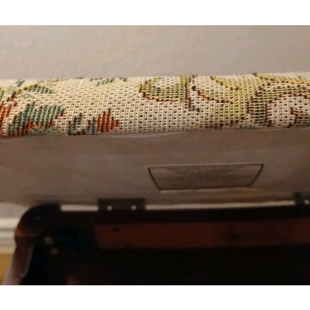 Vanity Bench Mahogany Queen Ann Tapestry Style Piano Foot Stool 2008 For Sale - Image 10 of 17
