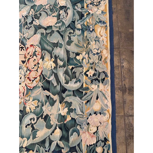 Early 21st Century Vintage Flemish Style Floral Verdure Tapestry For Sale In Los Angeles - Image 6 of 7
