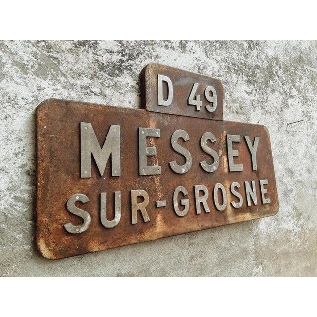 Gold Vintage French Place Name Sign Messey-Sur-Grosne For Sale - Image 8 of 12