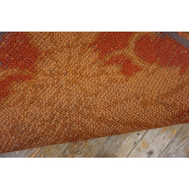 1920s Pink Rose Geometric Antique Irish Donegal Arts & Crafts Rug 10'8" X 13'3" Handknotted Wool Carpet For Sale In New York - Image 6 of 7