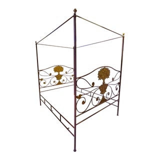Neo-Classical Style Tole Painted Metal Framed Four Poster Bed by Niermann Weeks, Queen For Sale