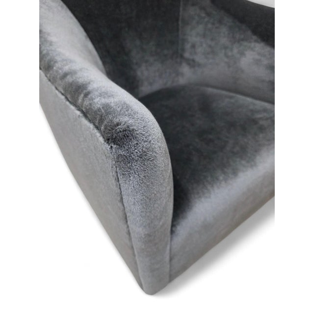 Black Mid 20th Century Barrel Back Club Chairs Attributed to Kroehler Newly Reupholstered - Pair For Sale - Image 8 of 9