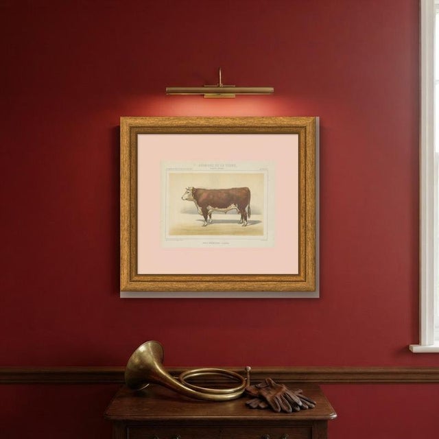 Paper After Charles Olivier de Penne, Hereford Bull, British Cattle from Animaux De La Ferme, 1863, Chromolithograph For Sale - Image 7 of 9