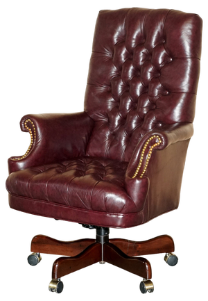 Vintage Heritage High Back Chesterfield Leather Office Captains Swivel Chair