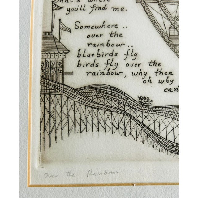 Vintage Etching of Ferris Wheel “ Over the Rainbow “ by Marie Welsh For Sale In Philadelphia - Image 6 of 10