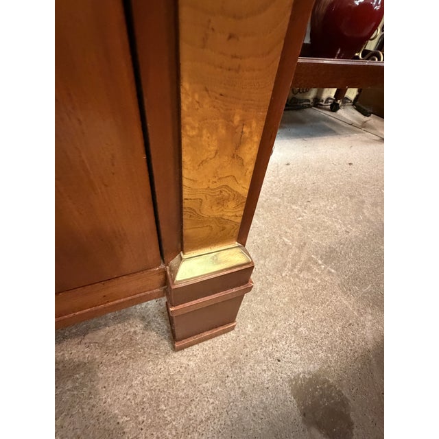 Mid-20th Century Baker Furniture Empire Cherry & Burl Wood Highboy Dresser For Sale - Image 10 of 12