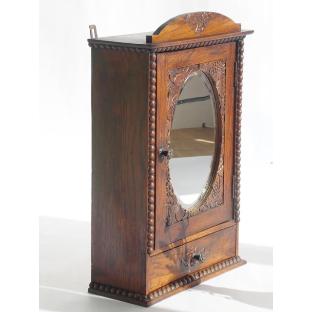 Brown Small Art Deco Dark Wooden Mirror Cabinet, 1920s For Sale - Image 8 of 11