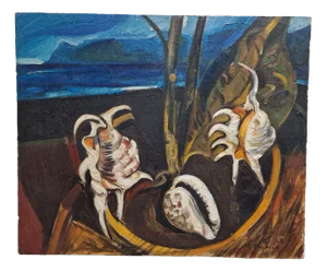 Nino La Barbera, Shells, 1969, Oil on Canvas, Framed