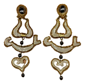Christian Lacroix Vintage Drop Gold Toned Clip-on Earring