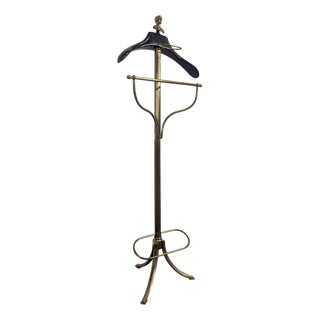 Neoclassical Valet Stand in Leather-Covered Brass For Sale