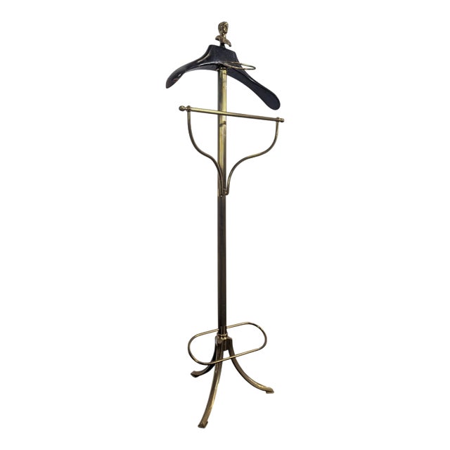 Neoclassical Valet Stand in Leather-Covered Brass For Sale