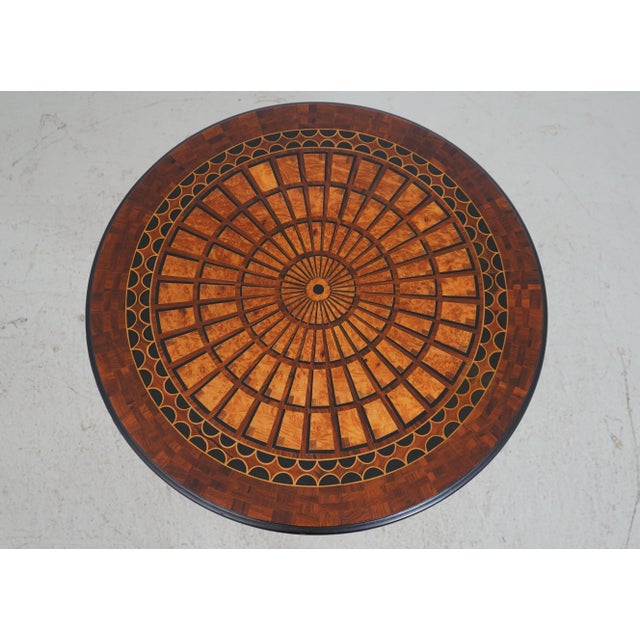 Traditional Italian Regency Round Black & Gold Inlaid Center Table For Sale - Image 3 of 14