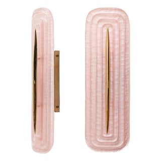 Modern Pink Murano Glass and Brass Sconces, Italy, 2000s, Set of 2 For Sale