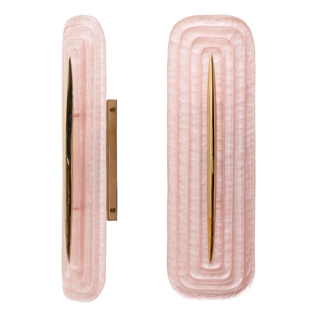Modern Pink Murano Glass and Brass Sconces, Italy, 2000s, Set of 2 For Sale