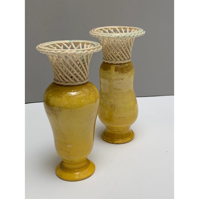 Set of Two Midcentury Petite Ceramic Textured Vases For Sale In Sacramento - Image 6 of 7