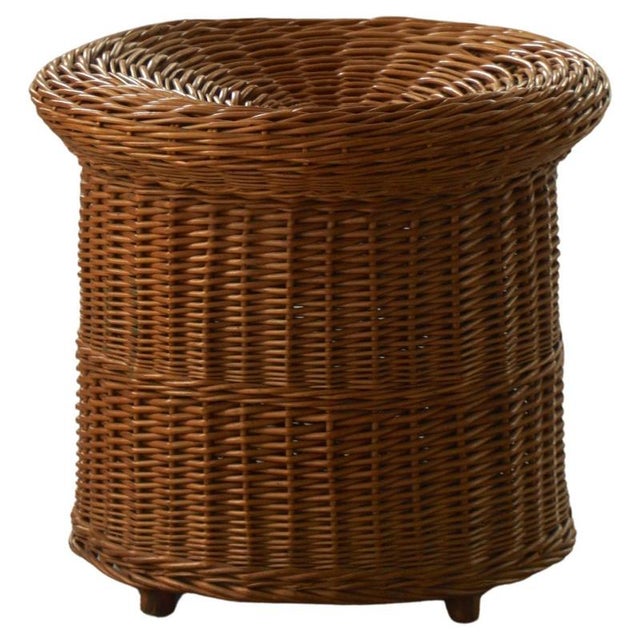 Mid-Century French Bohemian Rattan Side Table or Stool, 1950s For Sale - Image 17 of 17