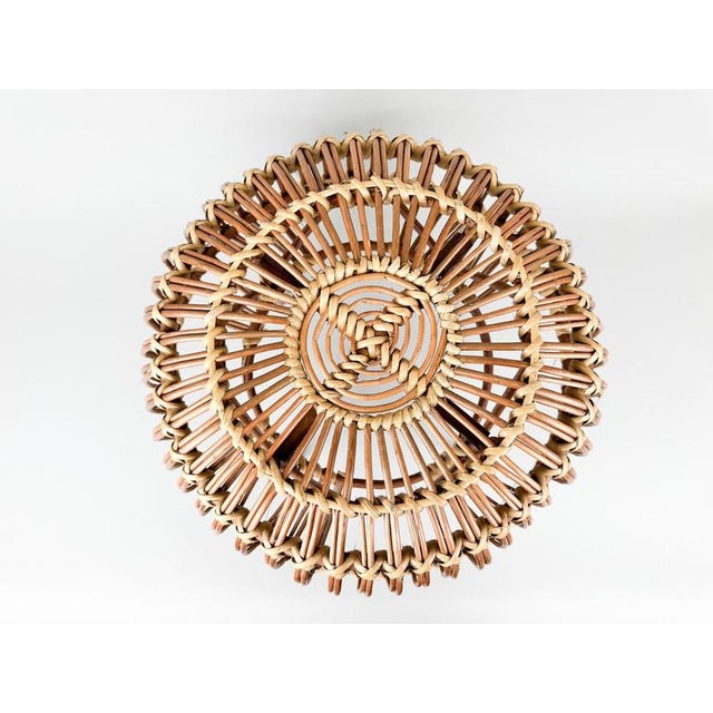 Mid-Century Rattan Stool in style of Franco Albini, 1970s For Sale - Image 3 of 7