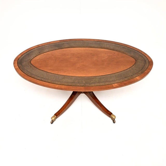Hollywood Regency Antique Regency Leather Top Coffee Table, 1950 For Sale - Image 3 of 10