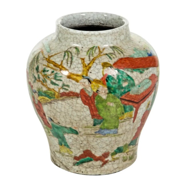 Early 20th Century Chinese Crackle Glaze Ginger Vase Export Famille Verte For Sale - Image 13 of 13