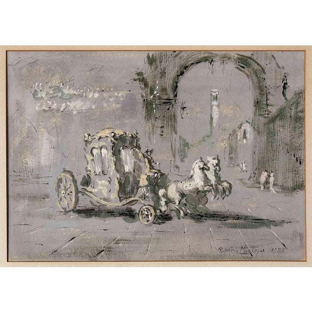 Wood Vintage Gauche Paintings by Roderic Montagu - A Pair For Sale - Image 7 of 9