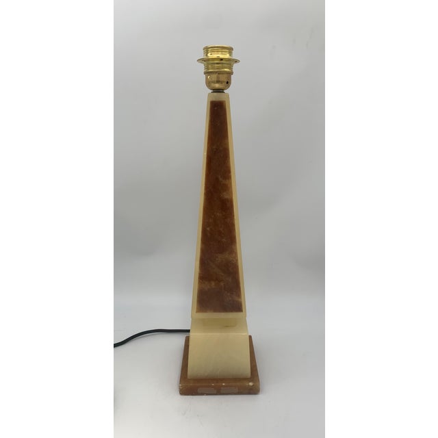 Brown Alabaster Table Lamp from Volterra, 1960. For Sale - Image 3 of 6