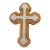 Wood Wall Cross With Ornate Silver Inlay For Sale