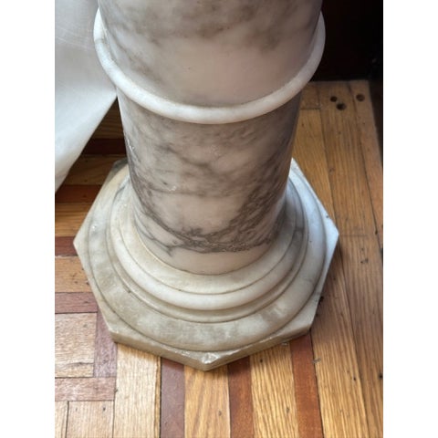 Late 19th Century White Veined Italian Marble Pedestal Chairish