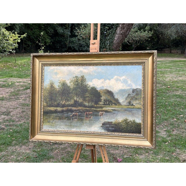 William Langley, Cattle Scene, 19th Century, Oil on Canvas, Framed For Sale - Image 4 of 12