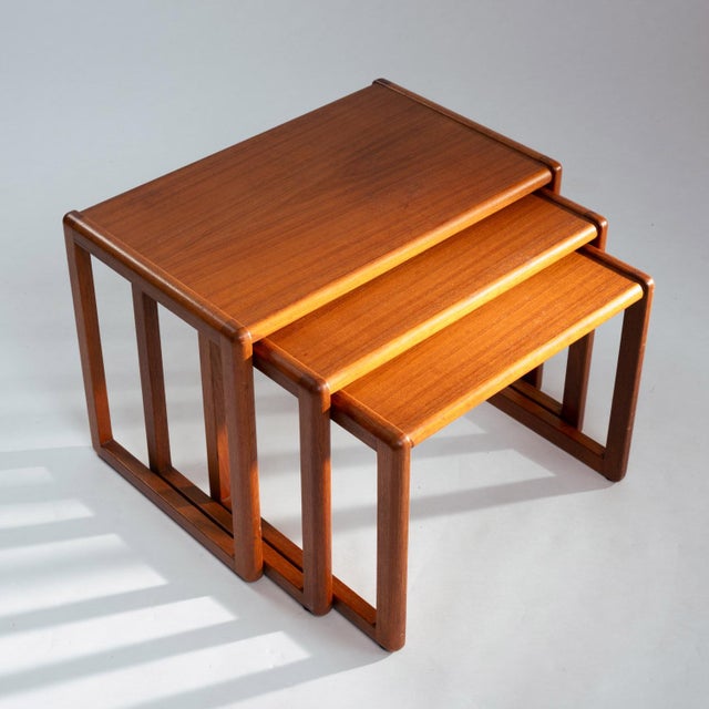 Danish Teak Nesting Tables, 1970s, Set of 3 For Sale - Image 14 of 16