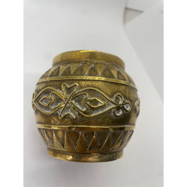 Mid 20th Century Vintage Brass Gadur Jar With Lid For Sale - Image 5 of 5