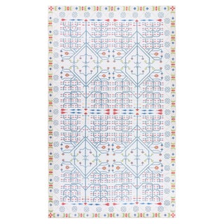 "Boscage" Contemporary Dhurrie White Cotton Carpet by Doris Leslie Blau For Sale