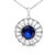Contemporary Sterling Silver Lab Grown Sapphire and Diamond Medallion Pendant Necklace For Sale - Image 3 of 4